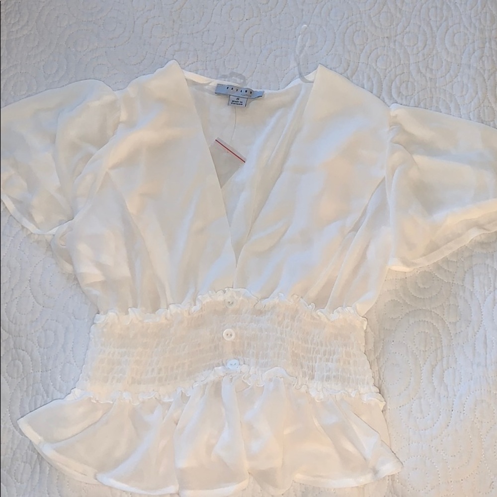 Sheer white cute blouse